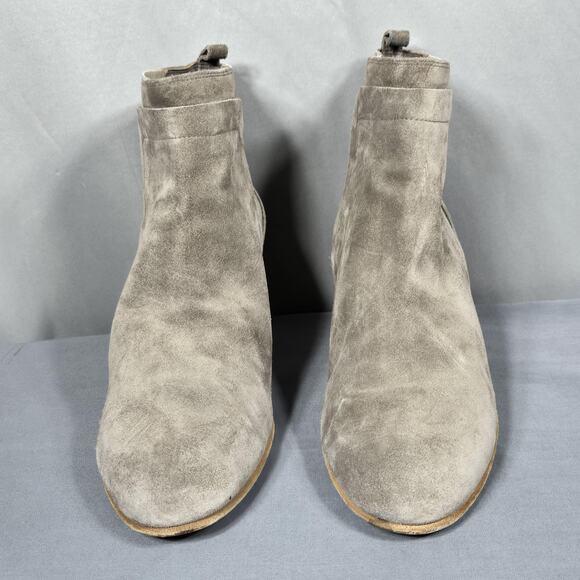Vince Ankle Boots Womens 11 Gray Suede Block Heel Chelsea Minimal Almond Italy - Picture 6 of 10